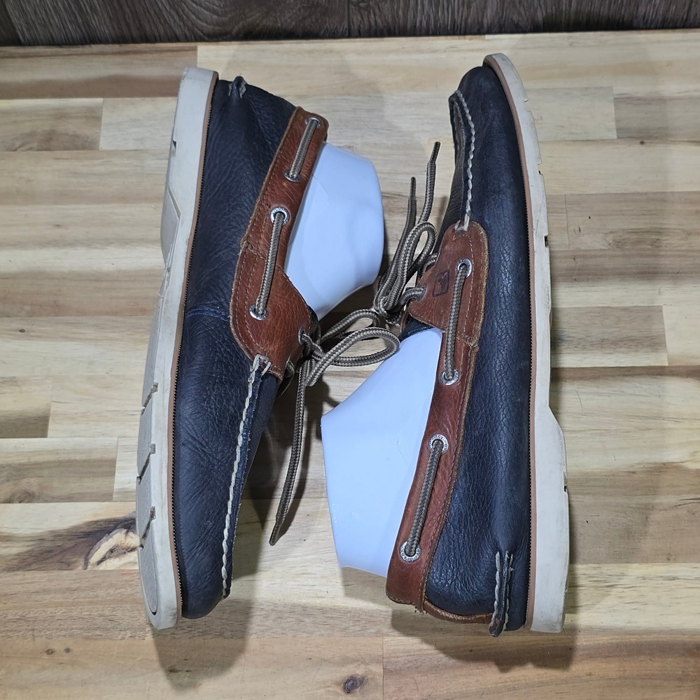 Sperry Top-Sider Billfish 3-Eye Boat Shoe‎ Men 11M Navy Brown Leather